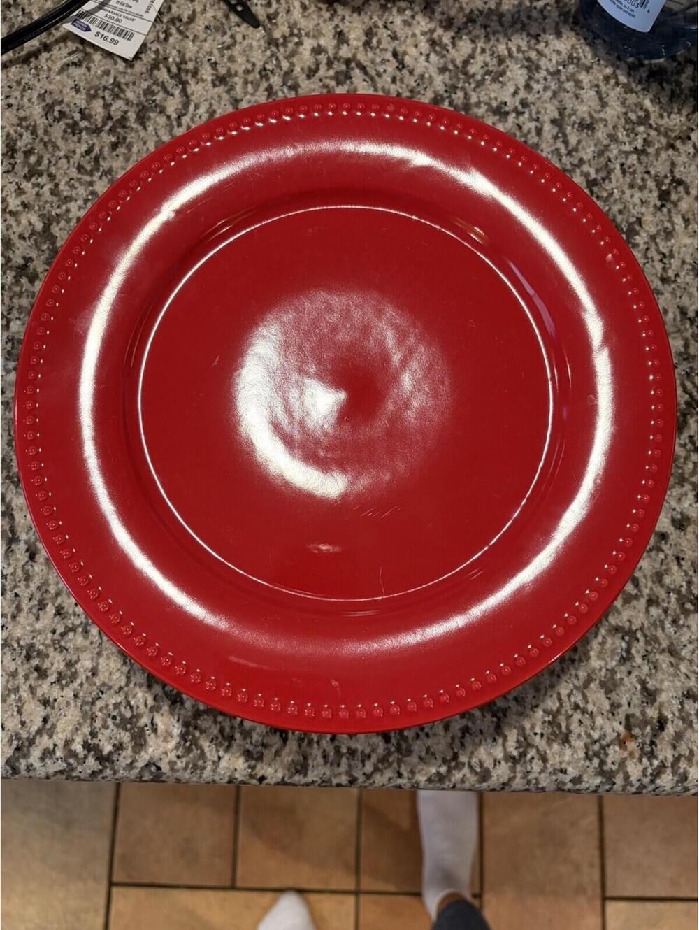 7 Red Beaded Rim Salad Plate Hobby Lobby